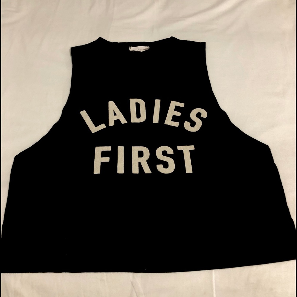Black muscle tank “ladies first”